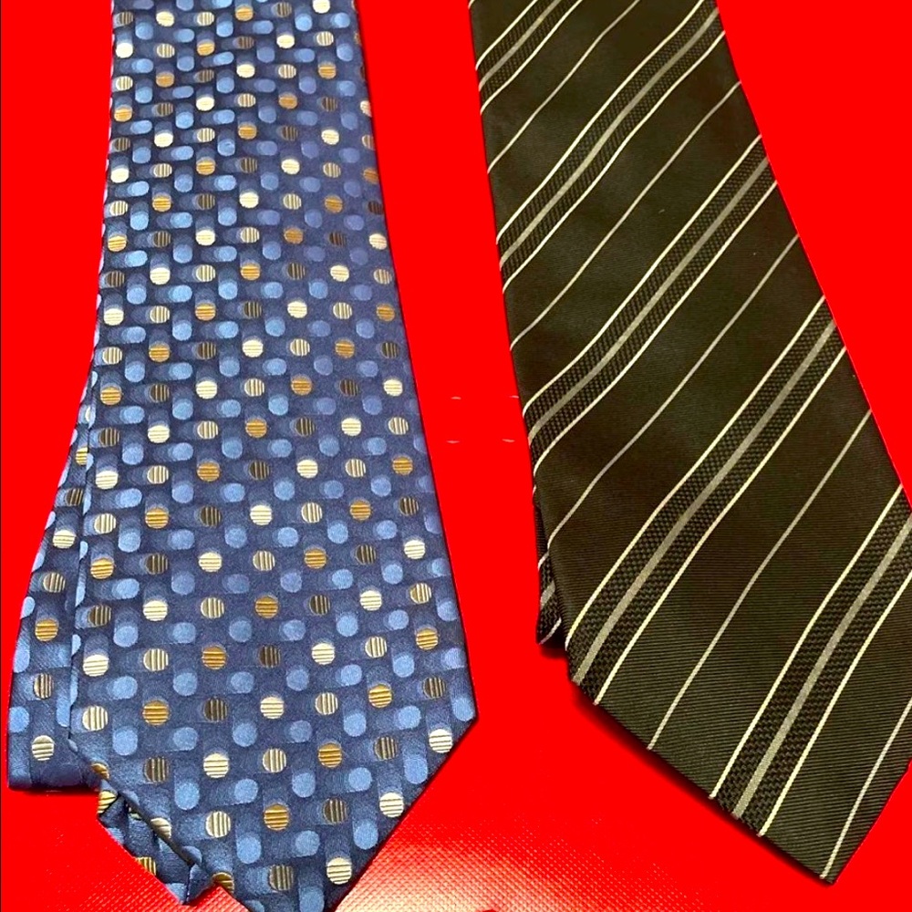 Geoffrey Beene Ties blue polka dot and black stripe